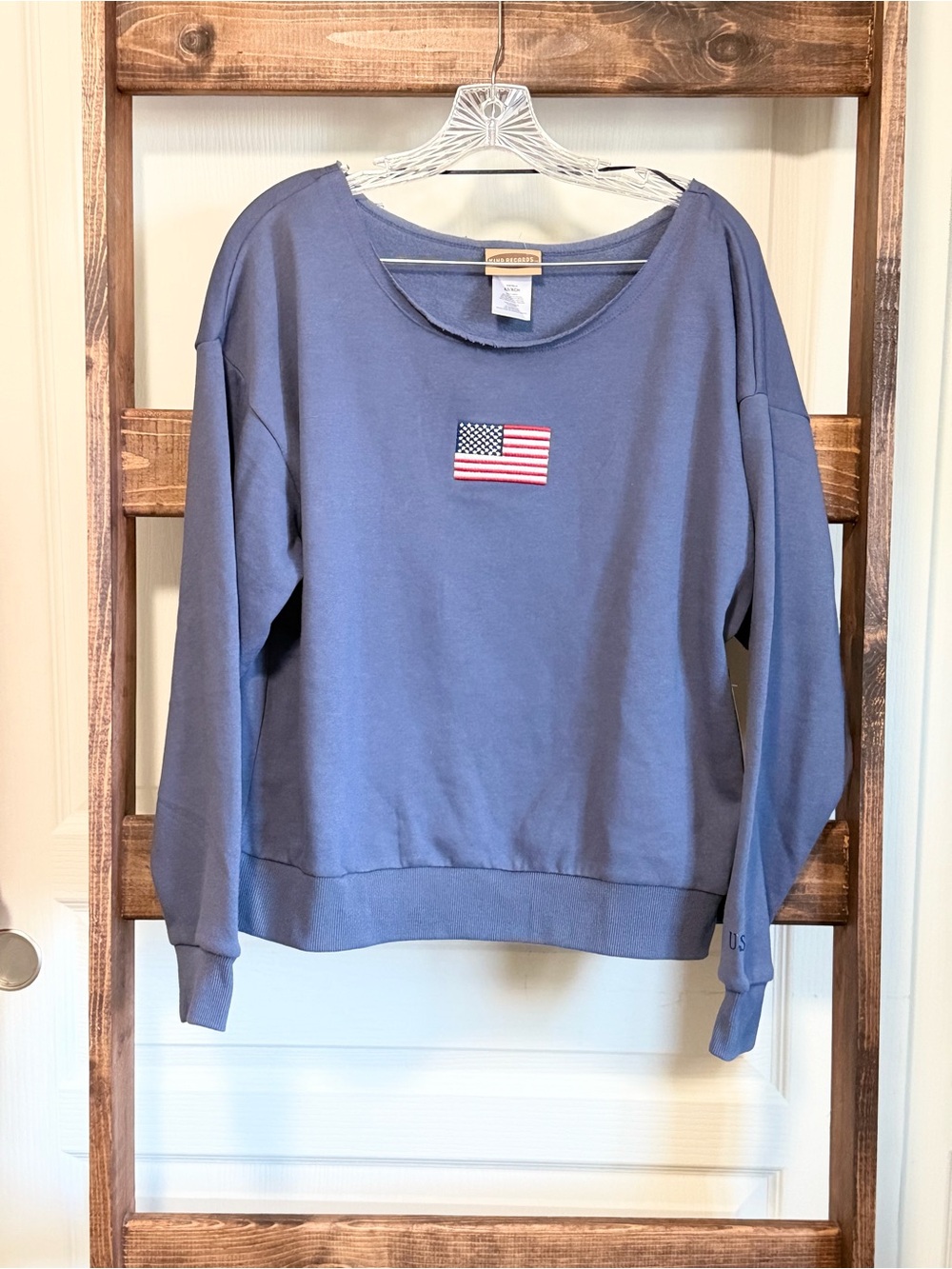 Vintage Americana Oversized Crew with Embroidered Flag and USA